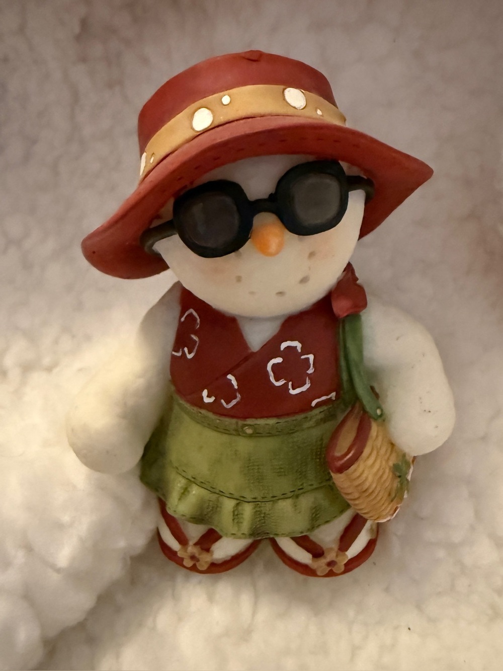 Snowonders Sarah’s attic Snowman Figurine in Red and Green -